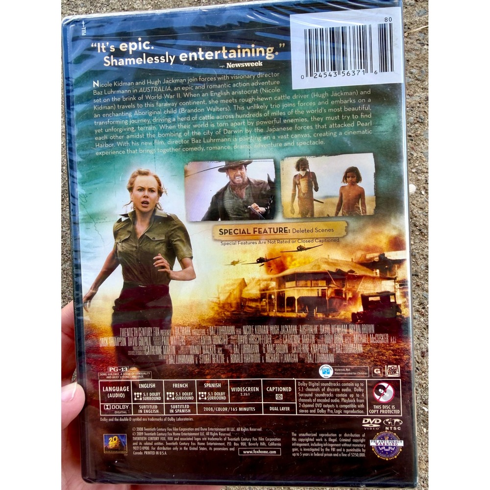 Australia DVD 2008 Baz Luhrmann Nicole Kidman Hugh Jackman Widescreen New Sealed - Picture 2 of 2